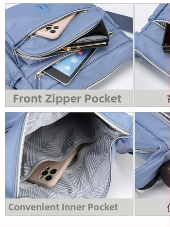 Τσάντα crossbody, Σύνθετο ύφασμα, Νάιλον επένδυση, Φερμουάρ κλείσιμο, Οριζόντια τετράγωνη σιλουέτα