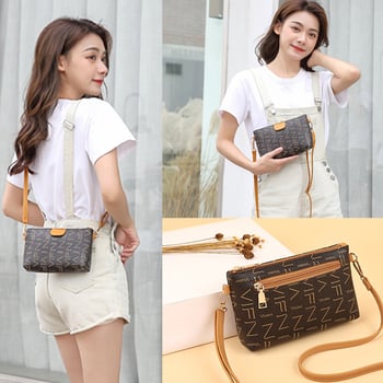Női crossbody táska betűs nyomtatással, PU anyag, texturált vállpánt, vízszintes négyzet alakú forma, cipzáras nyitás, mindennapi használatra