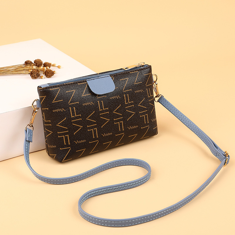 Női crossbody táska betűs nyomtatással, PU anyag, texturált vállpánt, vízszintes négyzet alakú forma, cipzáras nyitás, mindennapi használatra