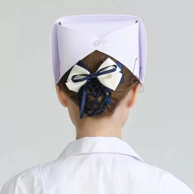 Māsas cepure - kokvilnas twill audums, monohromatiska, plata mala, augsts kronis, slimnīcas lietošanai