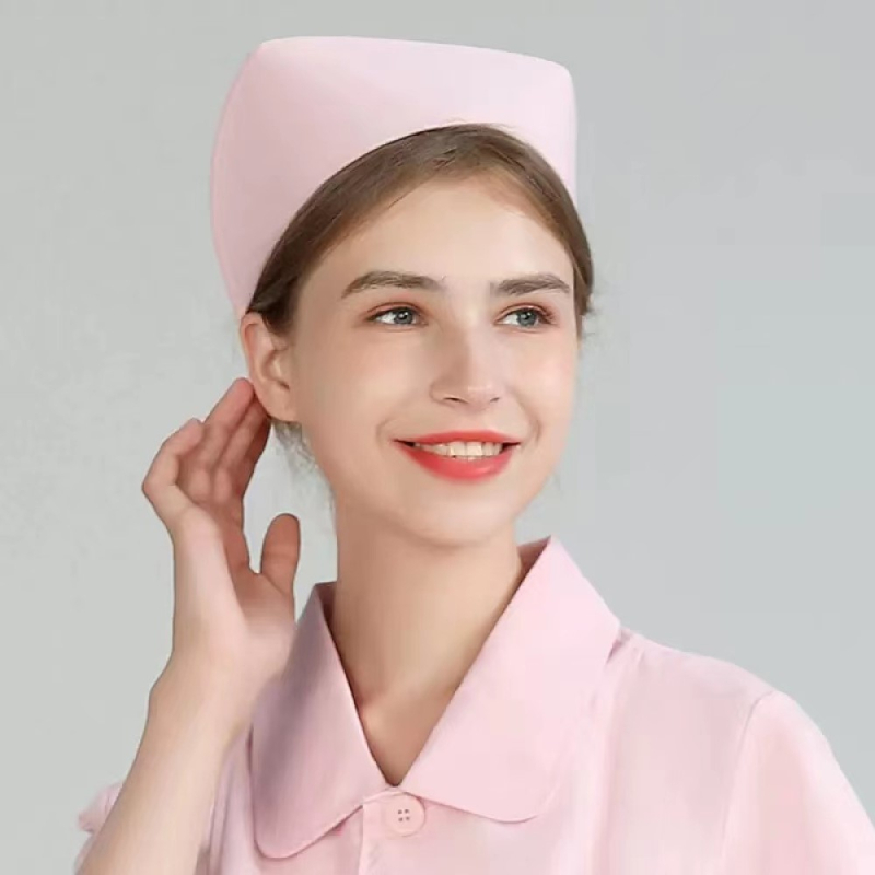 Māsas cepure - kokvilnas twill audums, monohromatiska, plata mala, augsts kronis, slimnīcas lietošanai