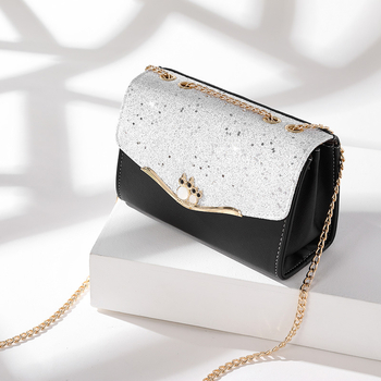 Γυναικεία τσάντα PU, μικρός τετράγωνος σχεδιασμός, οριζόντιο τετράγωνο σχήμα, μαγνητικό κούμπωμα, μια ιμάντας ώμου