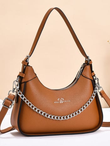 Τσαντάκι σε σχήμα dumpling για τον ώμο, PU, αλυσίδα, φερμουάρ, επένδυση πολυεστέρα, θήκη για κινητό, εσωτερική θήκη, μια ιμάντας — Άνοιξη 2025