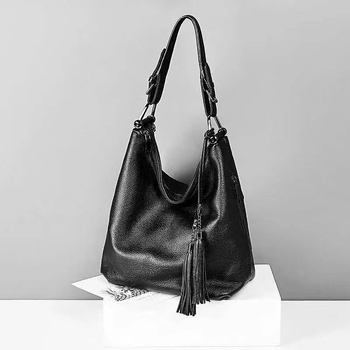 Ženska kožna bucket torba s zip zatvaračem, unutarnji pretinci: pretinac sa zipom, pretinac za identifikaciju — Brother Niu