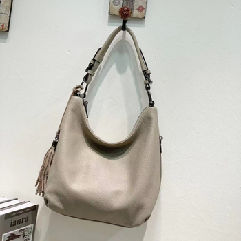 Ženska kožna bucket torba s zip zatvaračem, unutarnji pretinci: pretinac sa zipom, pretinac za identifikaciju — Brother Niu