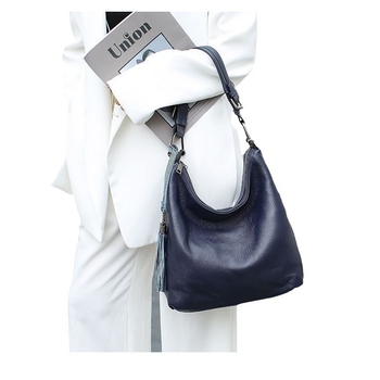 Ženska kožna bucket torba s zip zatvaračem, unutarnji pretinci: pretinac sa zipom, pretinac za identifikaciju — Brother Niu