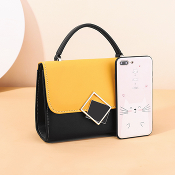 Geantă de umăr crossbody, PU material, formă orizontală pătrată, închidere cu buton snap, buzunar interior cu fermoar, căptușeală poliester