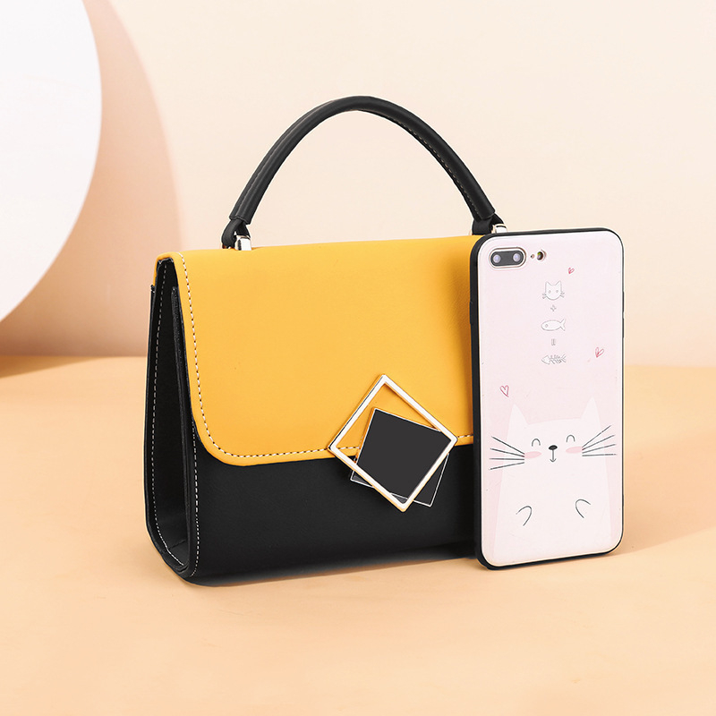 Geantă de umăr crossbody, PU material, formă orizontală pătrată, închidere cu buton snap, buzunar interior cu fermoar, căptușeală poliester