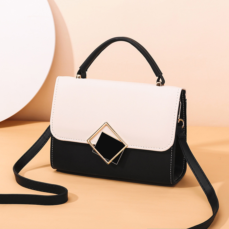 Geantă de umăr crossbody, PU material, formă orizontală pătrată, închidere cu buton snap, buzunar interior cu fermoar, căptușeală poliester