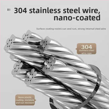 Balkona žāvēšanas aukla ar teleskopisku uzstādīšanu bez urbumiem — 304 nerūsējošā tērauda troses, ABS + alumīnija pamats