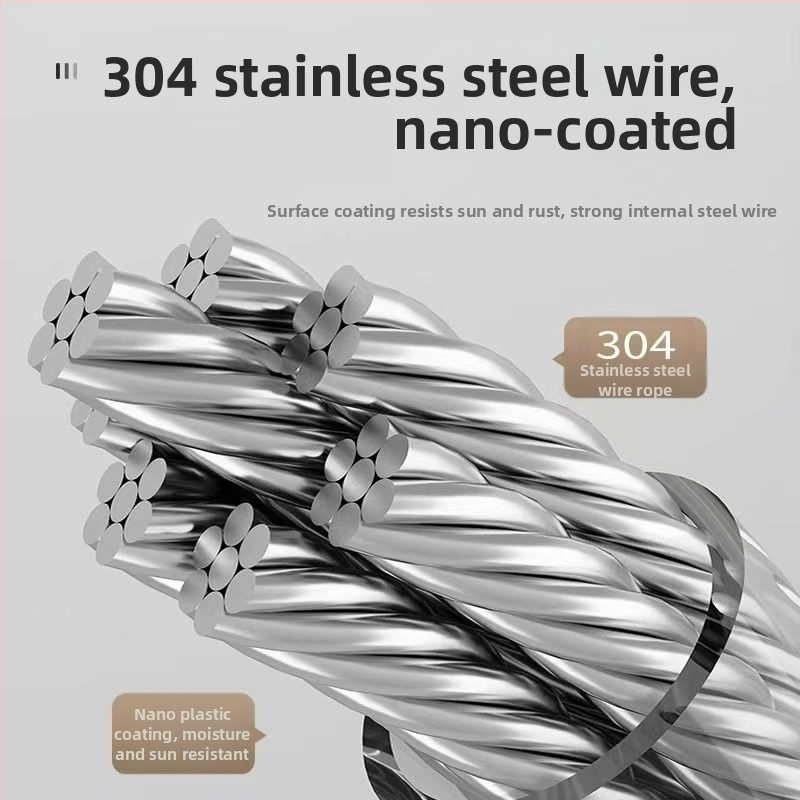 Балконна сушилка за дрехи с монтаж без пробиване на стена, телескопична, 304 неръждаема стоманена жица, ABS + алуминиева база