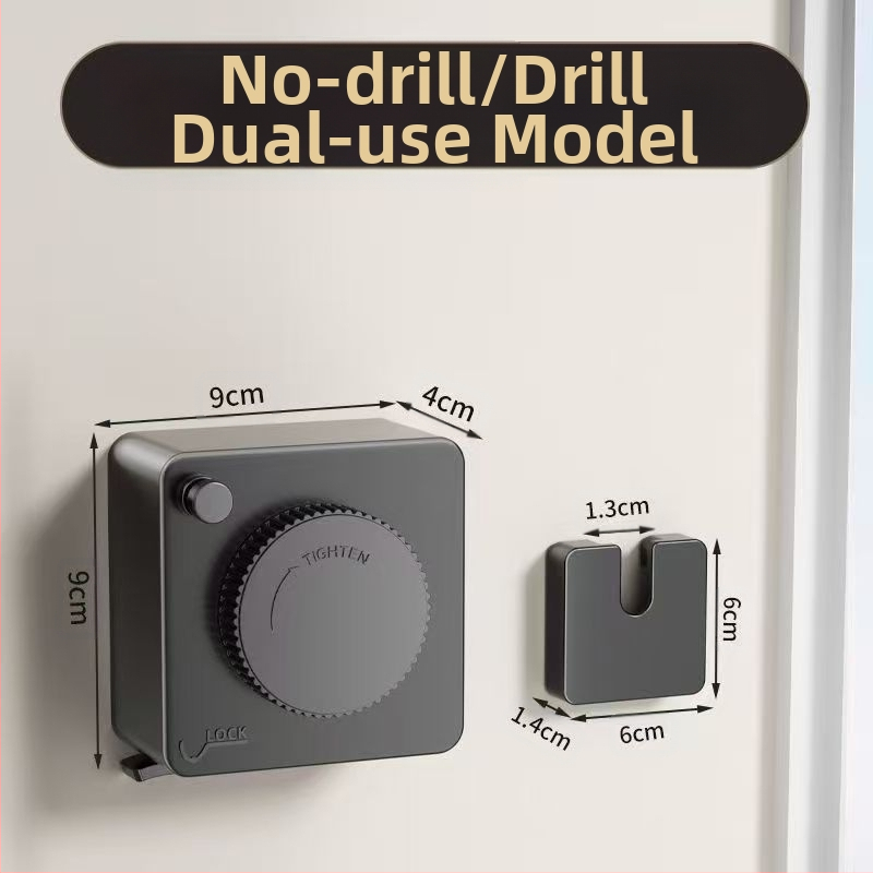 Balkona žāvēšanas aukla ar teleskopisku uzstādīšanu bez urbumiem — 304 nerūsējošā tērauda troses, ABS + alumīnija pamats