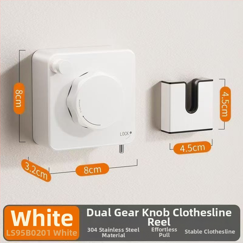 Balkona žāvēšanas aukla ar teleskopisku uzstādīšanu bez urbumiem — 304 nerūsējošā tērauda troses, ABS + alumīnija pamats