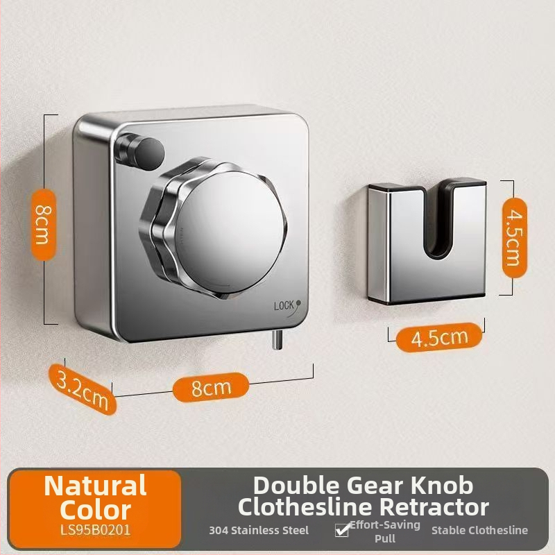 Balkona žāvēšanas aukla ar teleskopisku uzstādīšanu bez urbumiem — 304 nerūsējošā tērauda troses, ABS + alumīnija pamats