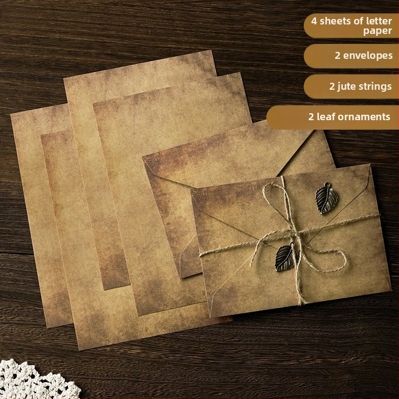 MOYL Kraft Paper Σετ επιστολών με φακέλους – χειρόγραφα ερωτικά γράμματα, γράμματα εξομολόγησης, ρομαντικό κρεμαστό με σπάγγο κάνναβης