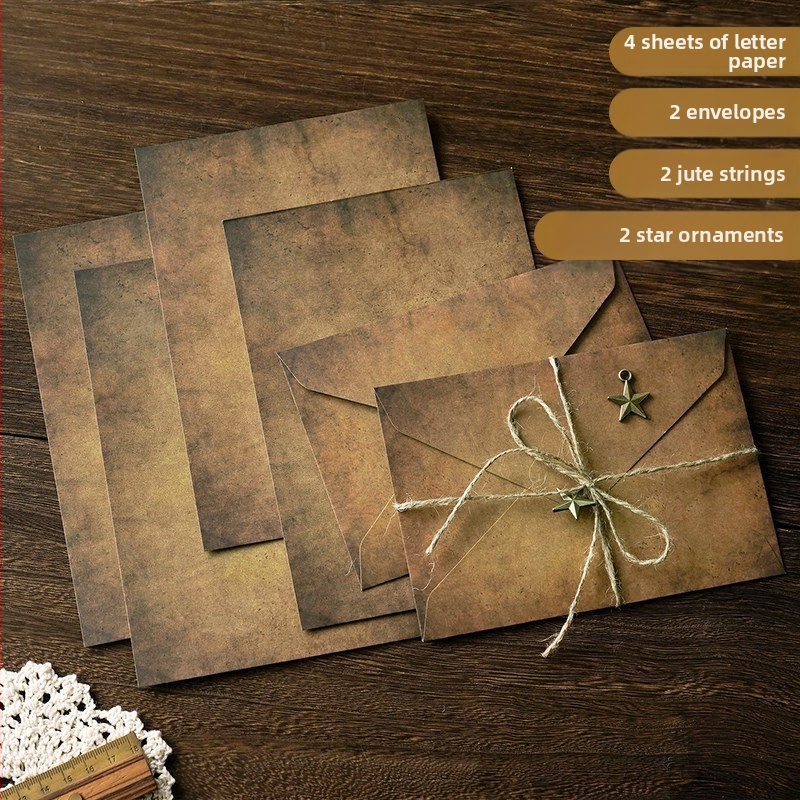 MOYL Kraft Paper Σετ επιστολών με φακέλους – χειρόγραφα ερωτικά γράμματα, γράμματα εξομολόγησης, ρομαντικό κρεμαστό με σπάγγο κάνναβης