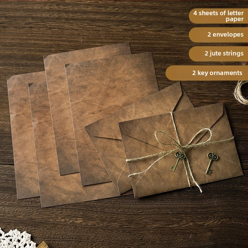 MOYL Kraft Paper Σετ επιστολών με φακέλους – χειρόγραφα ερωτικά γράμματα, γράμματα εξομολόγησης, ρομαντικό κρεμαστό με σπάγγο κάνναβης