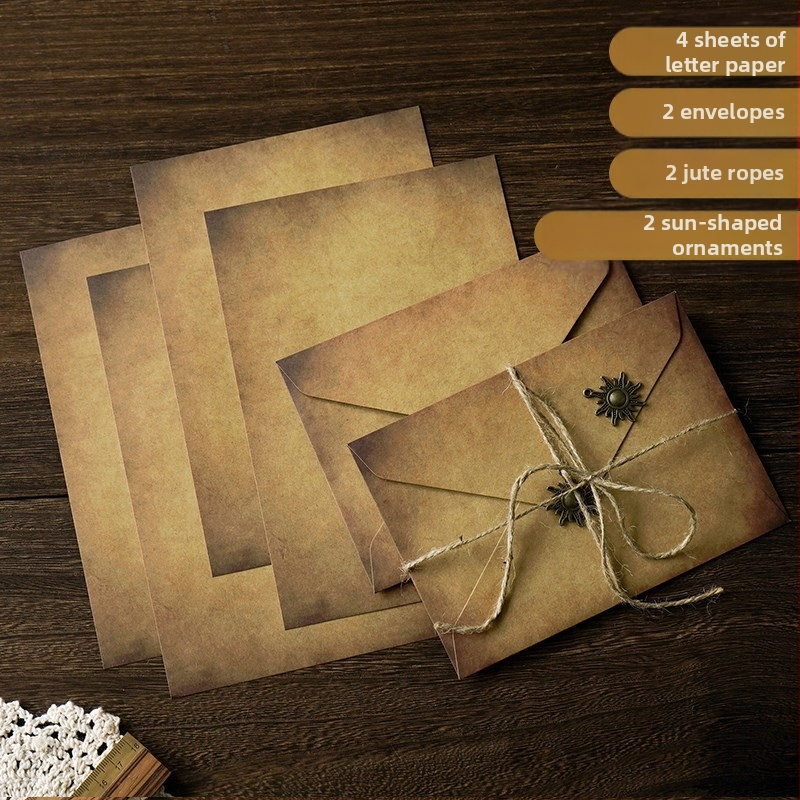 MOYL Kraft Paper Σετ επιστολών με φακέλους – χειρόγραφα ερωτικά γράμματα, γράμματα εξομολόγησης, ρομαντικό κρεμαστό με σπάγγο κάνναβης