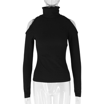 Μοντέρνο στενό τοπ από πολυεστέρα-σπαντεξ, μονόχρωμο, μακριά μανίκια, μεσαίο μήκος, σχέδιο κολλάζ με πάνελ