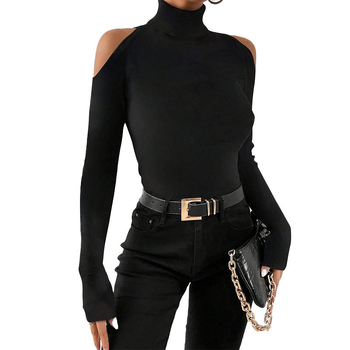 Μοντέρνο στενό τοπ από πολυεστέρα-σπαντεξ, μονόχρωμο, μακριά μανίκια, μεσαίο μήκος, σχέδιο κολλάζ με πάνελ