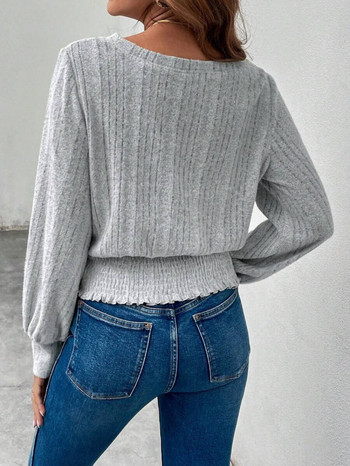 Μπλούζα T με μακριά μανίκια, στρογγυλή λαιμόκοψη, μίξη πολυεστερ-σπαντεξ 90-95% πολυεστέρα, street hipster στιλ, φθινόπωρο 2024