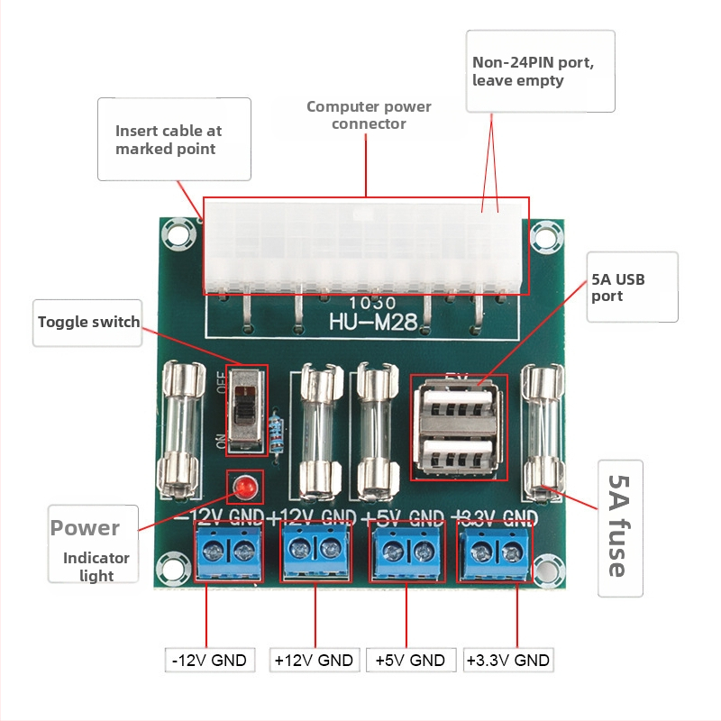 XH-M229 Десктоп PC ATX захранваща платка с модул за изводи и изходни клеми | Core Storm