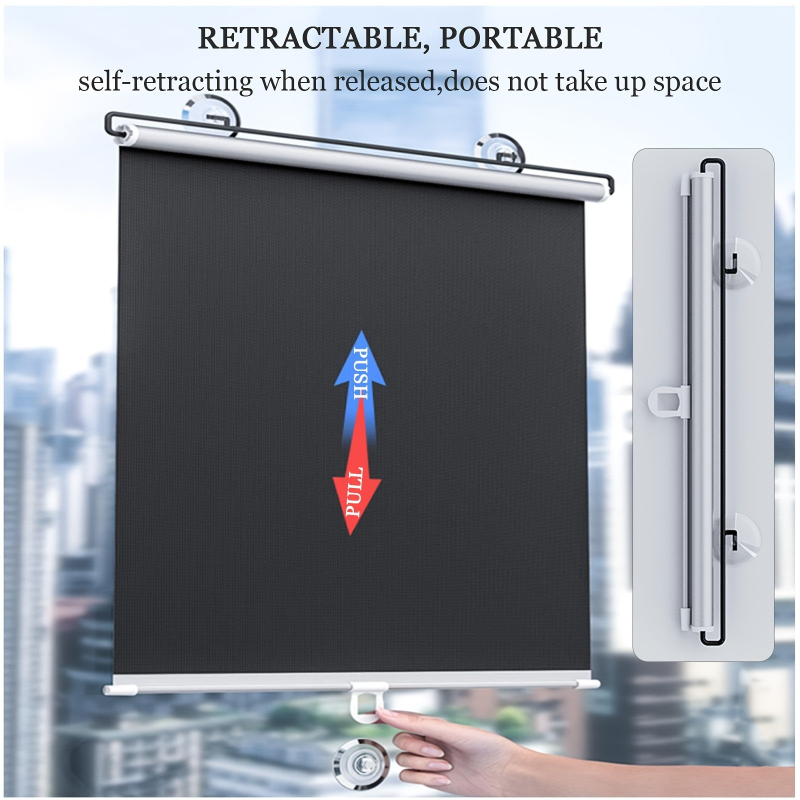 Слънцезащитна щора за автомобил, разтегателна с вакуумно закрепване, без пробиване, PVC, универсален модел, персонализация и печат на лого