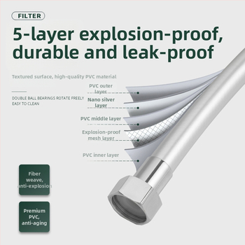 Σωλήνας ντους PVC αντιεκρηκτικός, παχύς, μοντέλο JM-PVcrg1, μάρκα YJM, θερμοκρασία λειτουργίας 0–90°C, εύκολη εγκατάσταση