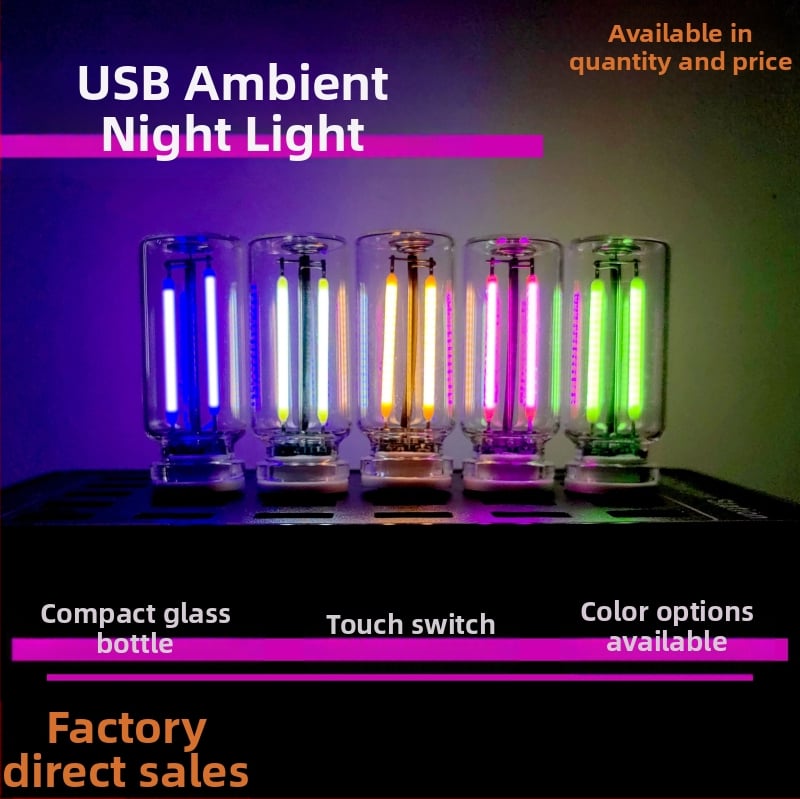 USB nakts gaisma ar skārienvadību – stikla lampiņa nakts galdiņam un automašīnas atmosfērai, Modelis 352, Jauda 5, Spriegums 5