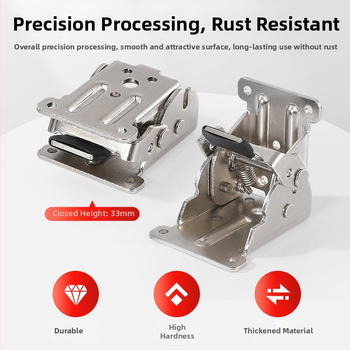 90° самозадържаща се сгъваща шарнир за мебели – за маси и табурети, от високопрочна стомана, щамповане, заклепване и покритие