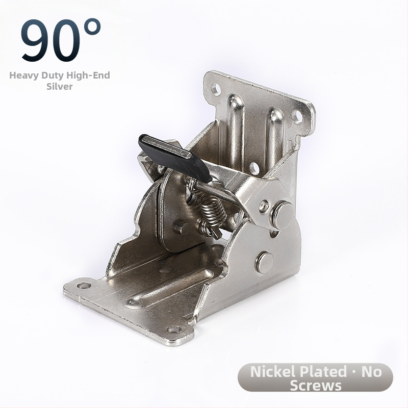 90° самозадържаща се сгъваща шарнир за мебели – за маси и табурети, от високопрочна стомана, щамповане, заклепване и покритие