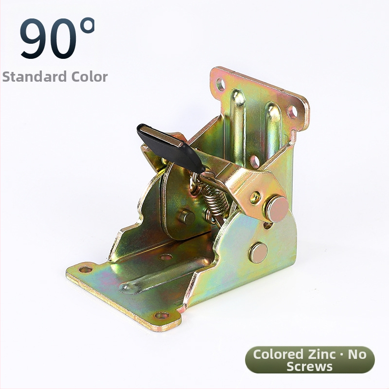 90° самозадържаща се сгъваща шарнир за мебели – за маси и табурети, от високопрочна стомана, щамповане, заклепване и покритие
