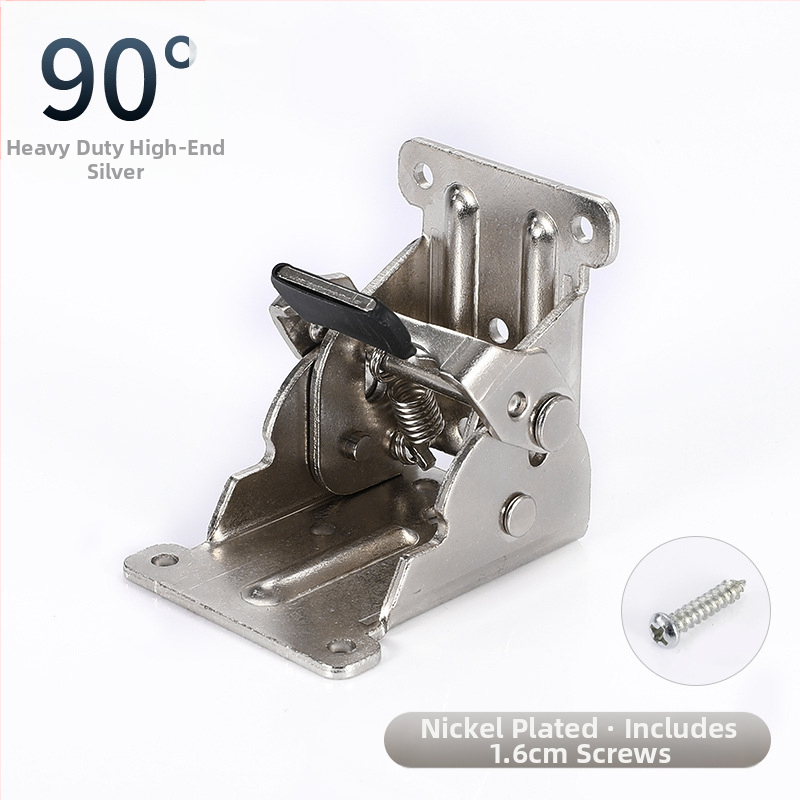 90° самозадържаща се сгъваща шарнир за мебели – за маси и табурети, от високопрочна стомана, щамповане, заклепване и покритие