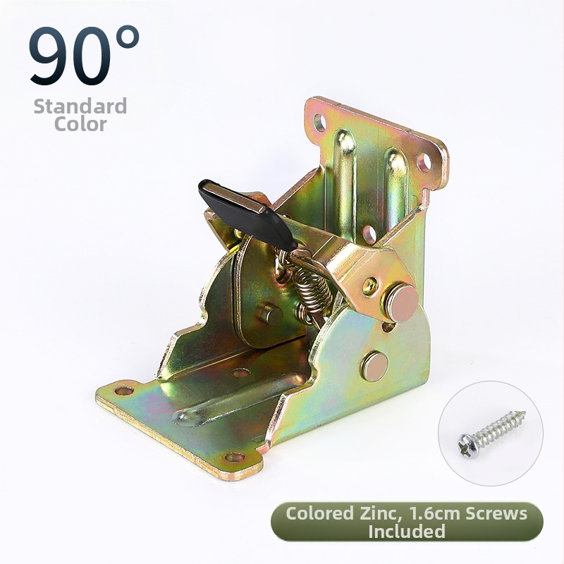 90° самозадържаща се сгъваща шарнир за мебели – за маси и табурети, от високопрочна стомана, щамповане, заклепване и покритие