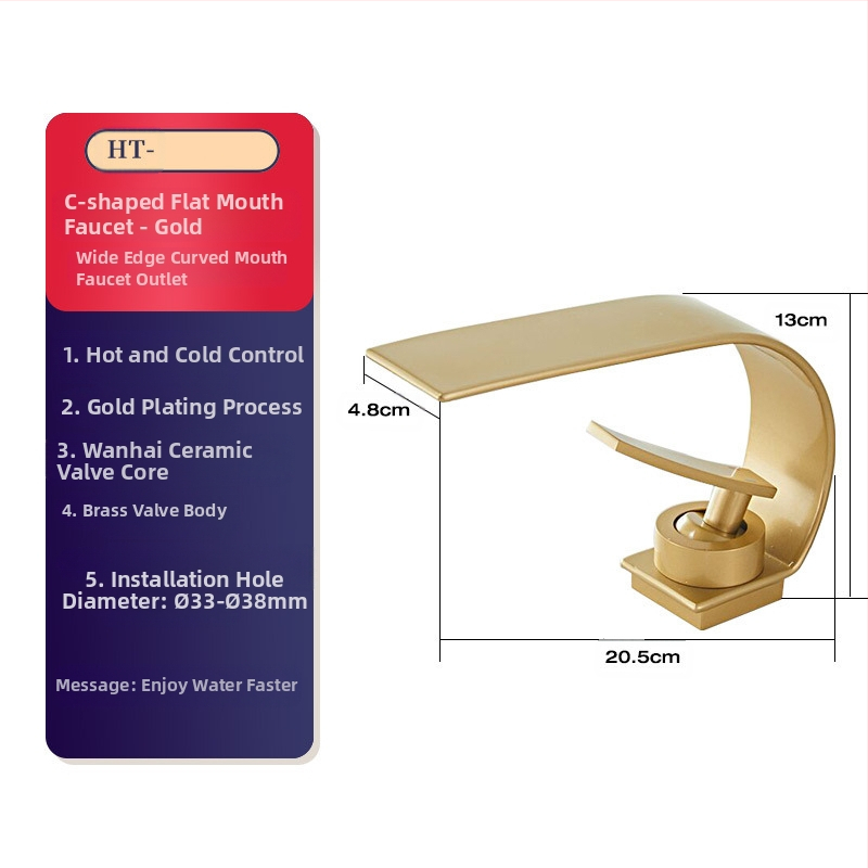 Baterie de lavoar din cupru, montaj pe blat, amestec cald/rece, cartuș ceramic, 0–80 °C, diametru 35 mm