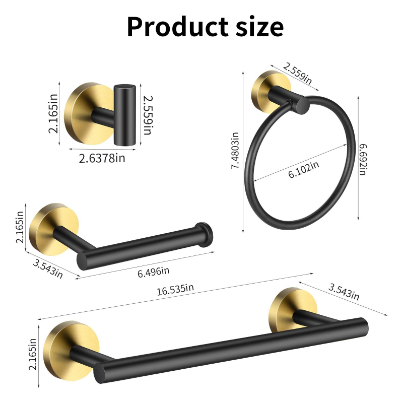 Whale Cheng метален седемчастен комплект за баня с държач за кърпи, лого отпечатано, персонализация по поръчка