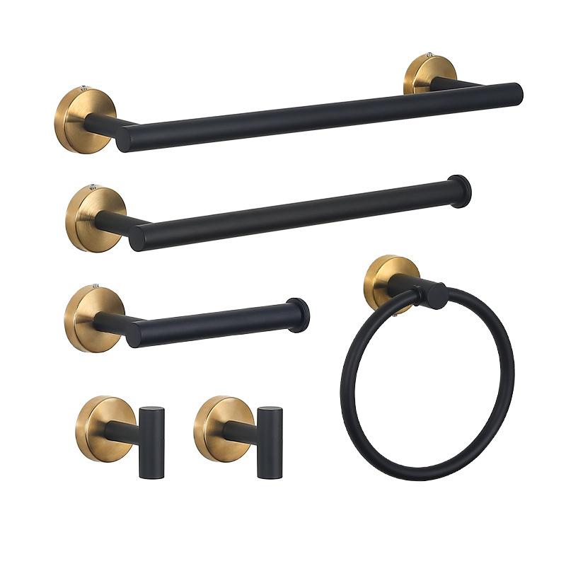 Whale Cheng метален седемчастен комплект за баня с държач за кърпи, лого отпечатано, персонализация по поръчка