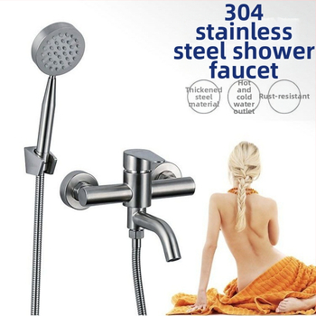 Τοίχο-εντοιχισμένος τριπλός ντους με βαλβίδα ανάμειξης, 304 ανοξείδωτο ατσάλι, τετράγωνη κεφαλή ντους