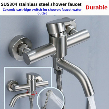 Τοίχο-εντοιχισμένος τριπλός ντους με βαλβίδα ανάμειξης, 304 ανοξείδωτο ατσάλι, τετράγωνη κεφαλή ντους