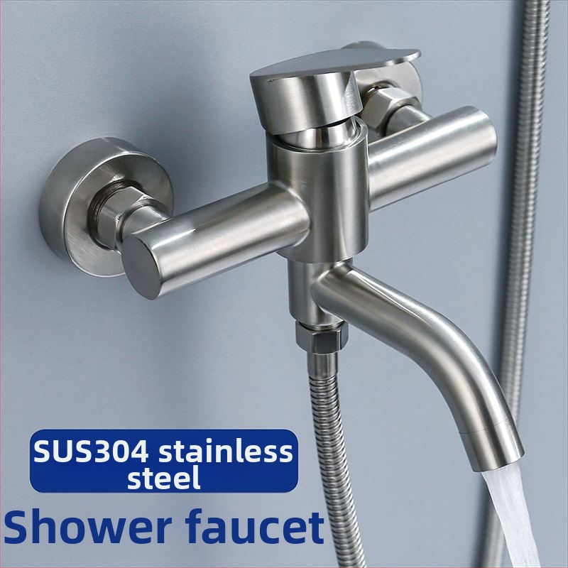 Τοίχο-εντοιχισμένος τριπλός ντους με βαλβίδα ανάμειξης, 304 ανοξείδωτο ατσάλι, τετράγωνη κεφαλή ντους