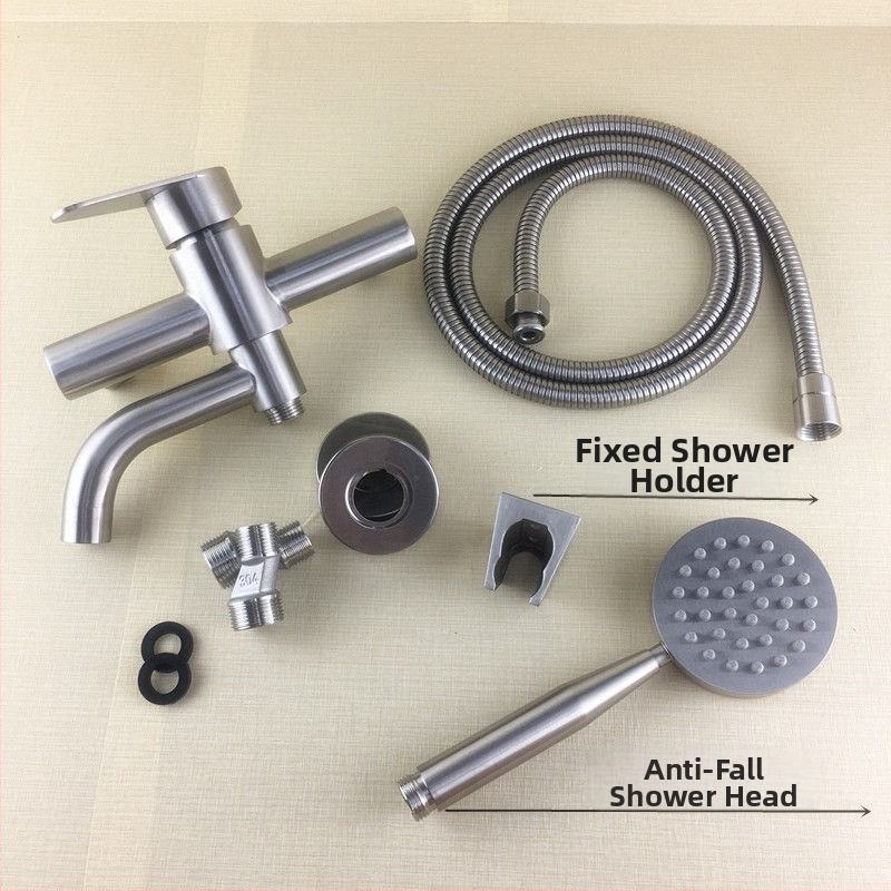 Τοίχο-εντοιχισμένος τριπλός ντους με βαλβίδα ανάμειξης, 304 ανοξείδωτο ατσάλι, τετράγωνη κεφαλή ντους