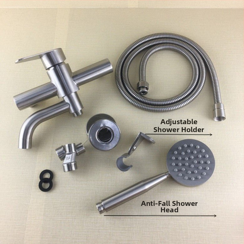 Τοίχο-εντοιχισμένος τριπλός ντους με βαλβίδα ανάμειξης, 304 ανοξείδωτο ατσάλι, τετράγωνη κεφαλή ντους