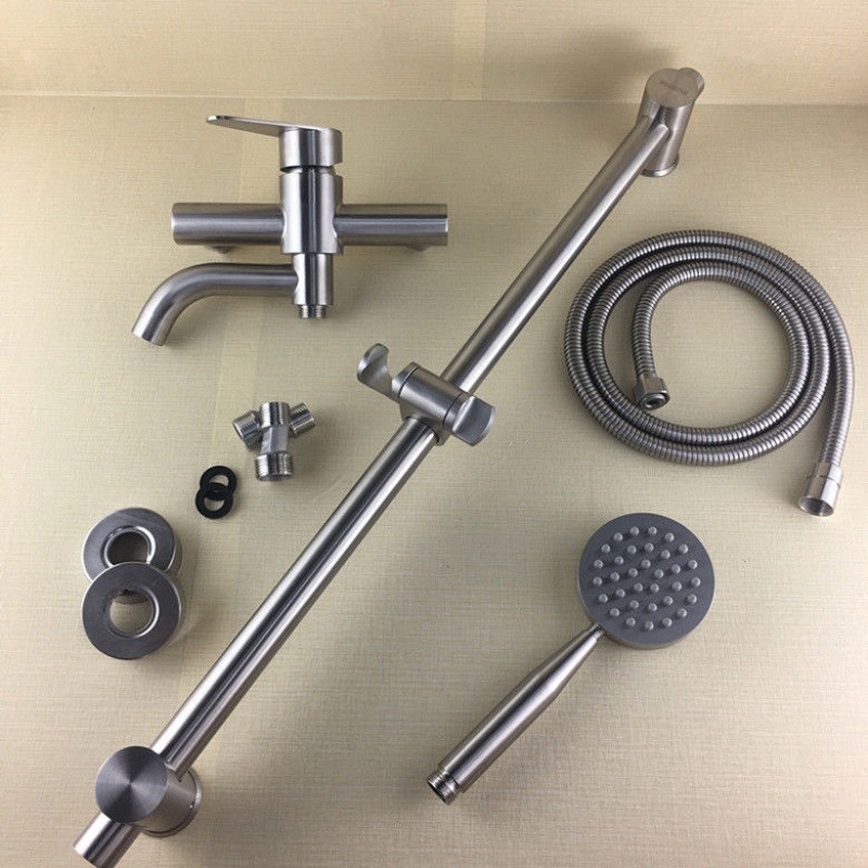 Τοίχο-εντοιχισμένος τριπλός ντους με βαλβίδα ανάμειξης, 304 ανοξείδωτο ατσάλι, τετράγωνη κεφαλή ντους