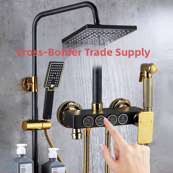 Σετ ντους με σώμα από ορείχαλκο, εγκατάσταση σε τοίχο, έλεγχος θερμοκρασίας με ψηφιακή οθόνη, σταθερή θερμοκρασία, μοντέλο KABEI-JS61