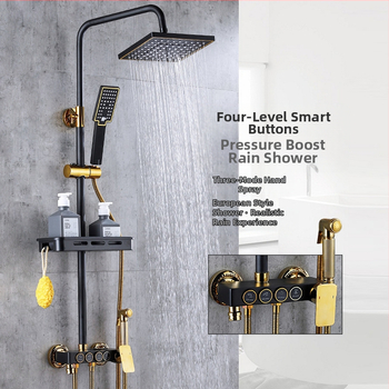 Σετ ντους με σώμα από ορείχαλκο, εγκατάσταση σε τοίχο, έλεγχος θερμοκρασίας με ψηφιακή οθόνη, σταθερή θερμοκρασία, μοντέλο KABEI-JS61