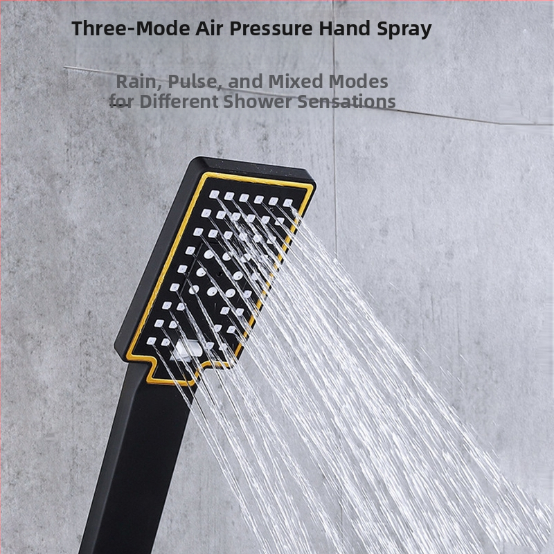 Душ комплект с месингов корпус, инсталация в стената, контрол на температурата с цифров дисплей, постоянна температура, модел KABEI-JS61