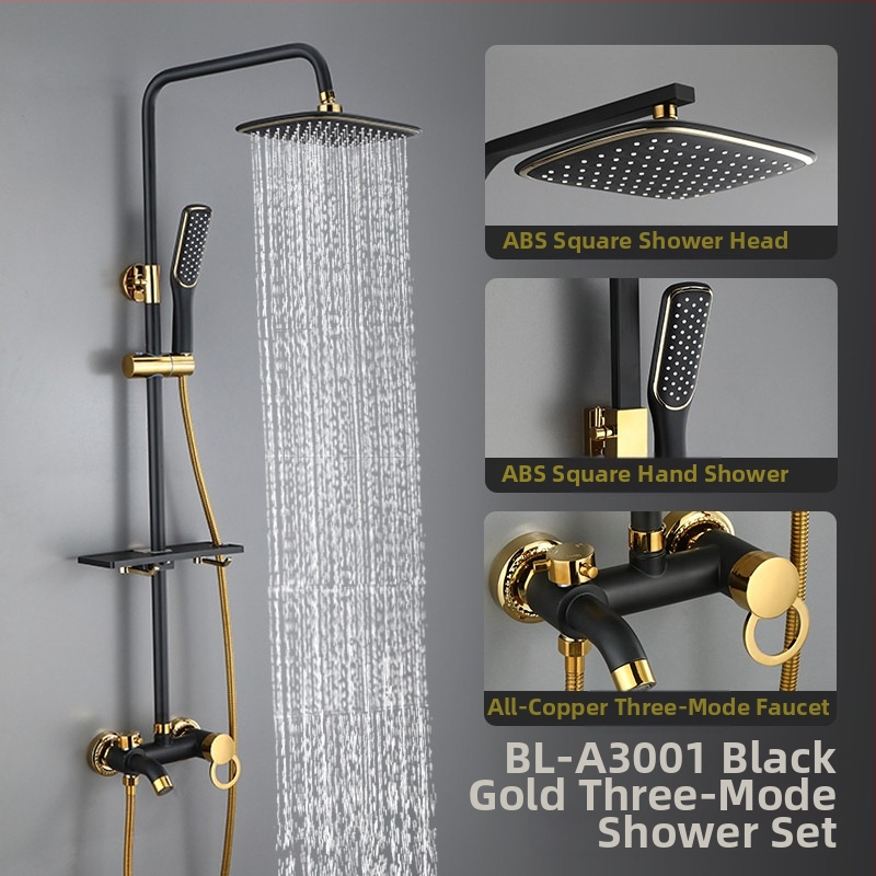 Σετ ντους με σώμα από ορείχαλκο, εγκατάσταση σε τοίχο, έλεγχος θερμοκρασίας με ψηφιακή οθόνη, σταθερή θερμοκρασία, μοντέλο KABEI-JS61