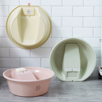 Dziļš plastmasas veļas baseins ar iebūvētu berzes virsmu, vintage stils