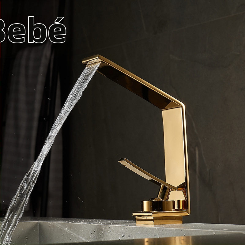 Robinet chiuvetă baie, montaj sub blat, apă caldă și rece, corp din cupru, cartuș ceramic, mâner de ridicare