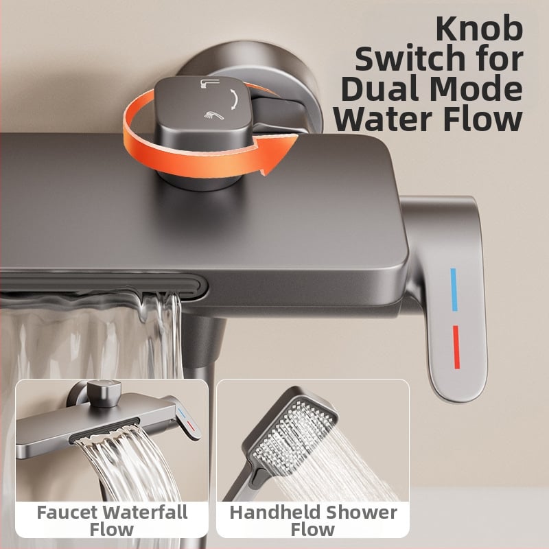 Смесител за вана (Стенен монтаж; Смесител за топла и студена вода; Керамичен клапан; Частично меден материал; Модел HSQ176)